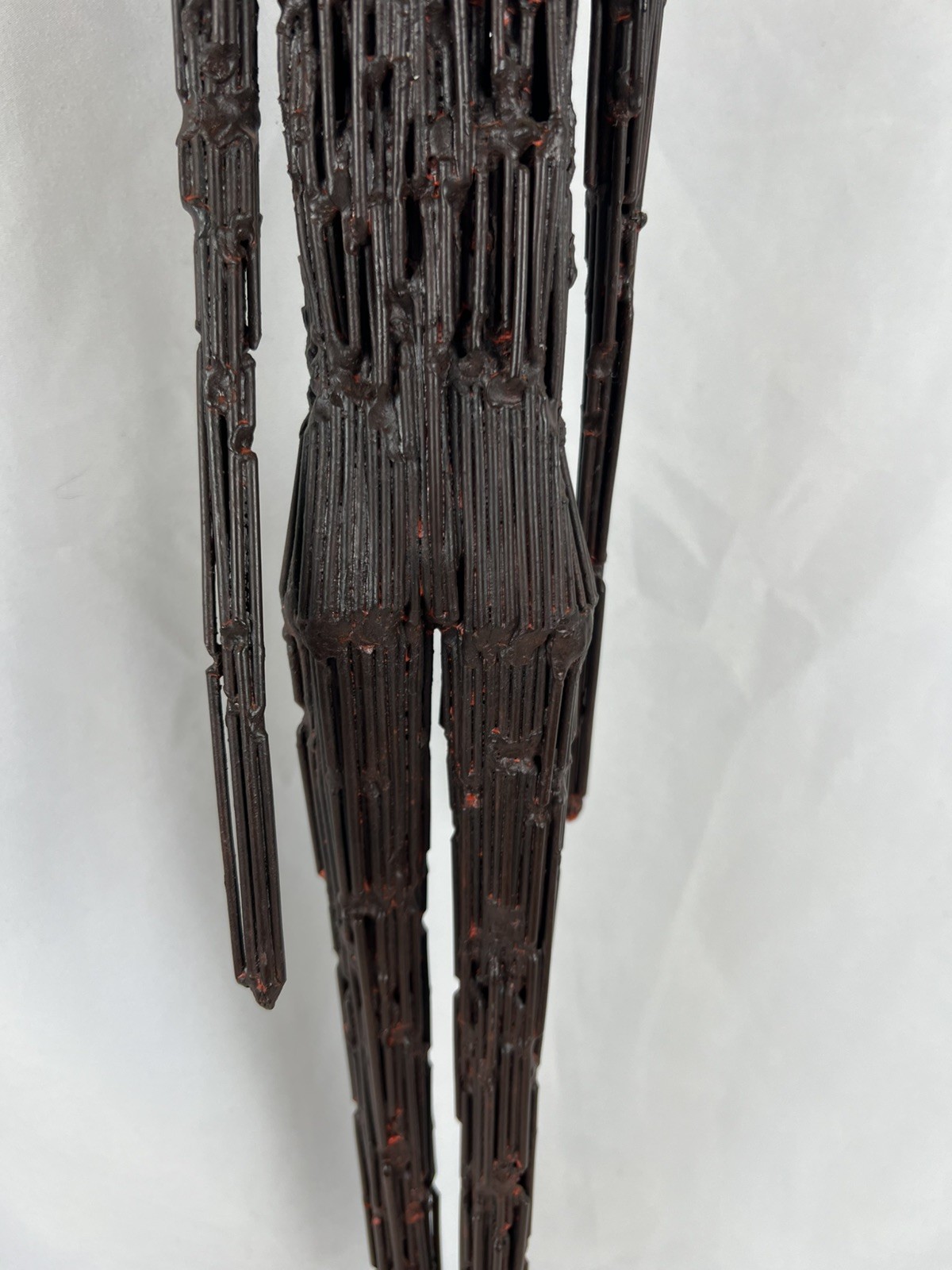 Brutalist Male Welded Nail Art Sculpture Modernist Metal 27” Giacometti Style