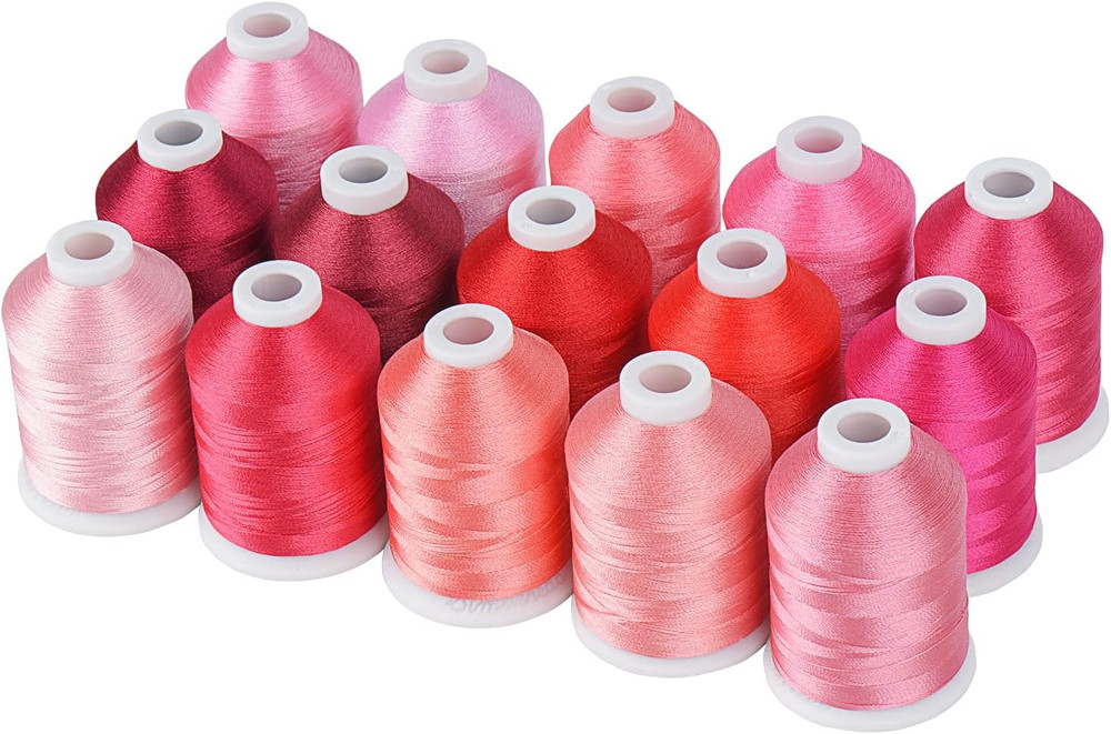 15 Spools Pink Series Polyester Embroidery Thread Set, Each Spool Sewing Thread