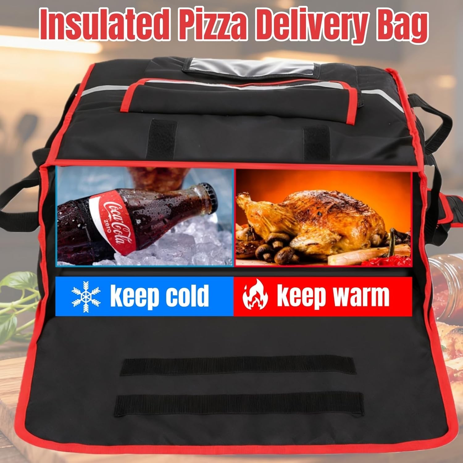 Insulated Pizza Delivery Bag, 20''L x 20''W x 8''H Professional Thermal...