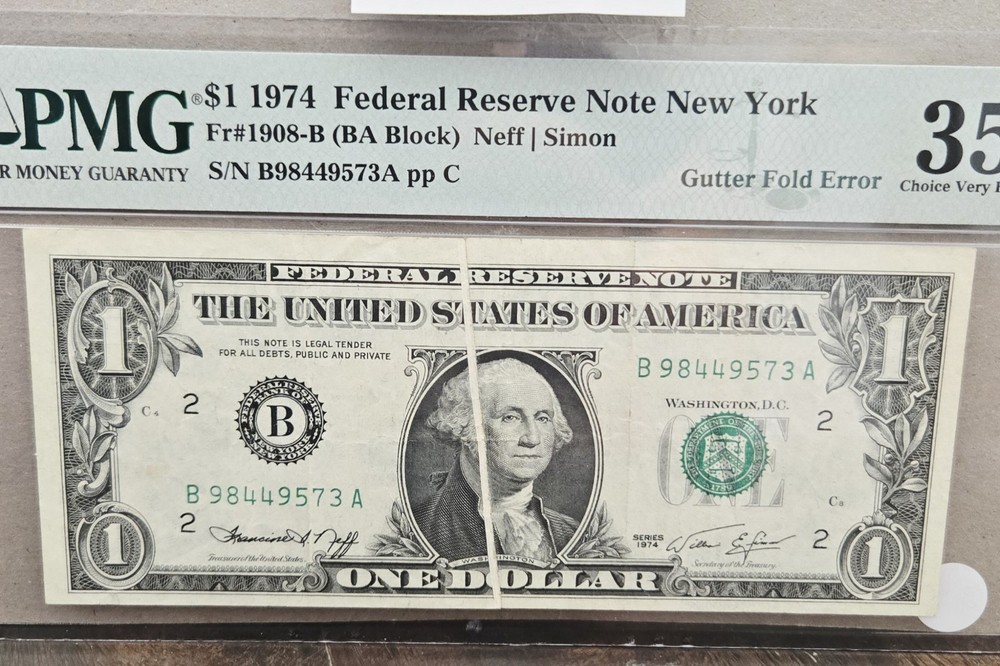 Gutter fold error U.S. Currency Error Note