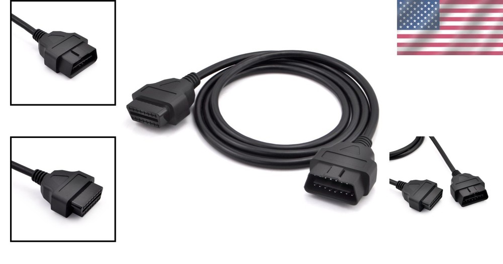 1.5M OBD-II 16 Pin Auto Diagnostic Extension Cable - Durable & Flexible