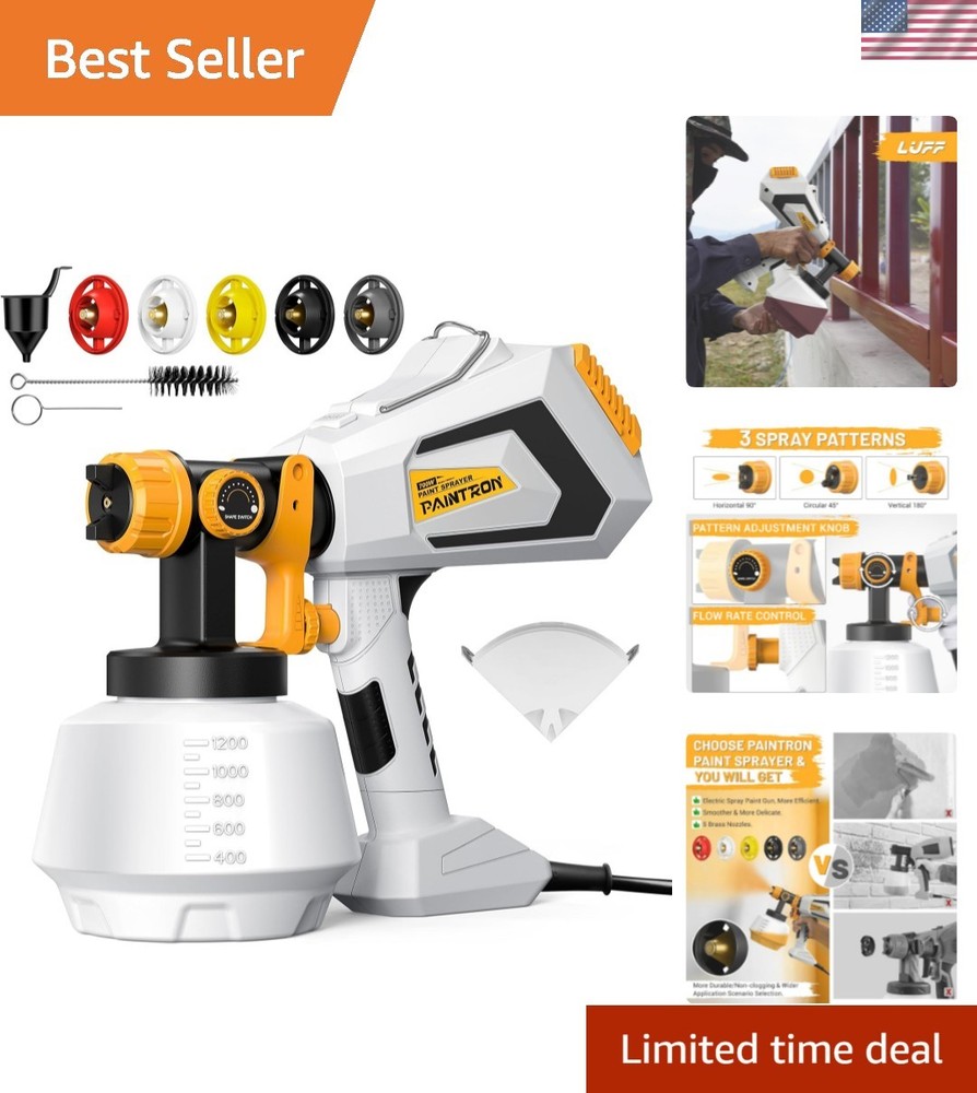Versatile Handheld Paint Sprayer: 5 Brass Nozzles & 3 Patterns for All Projects
