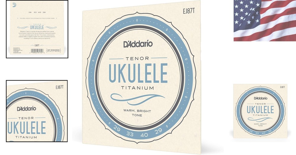 Ultimate Titanium Ukulele Strings - D'Addario EJ87T 4-String Set for Tenor Uke