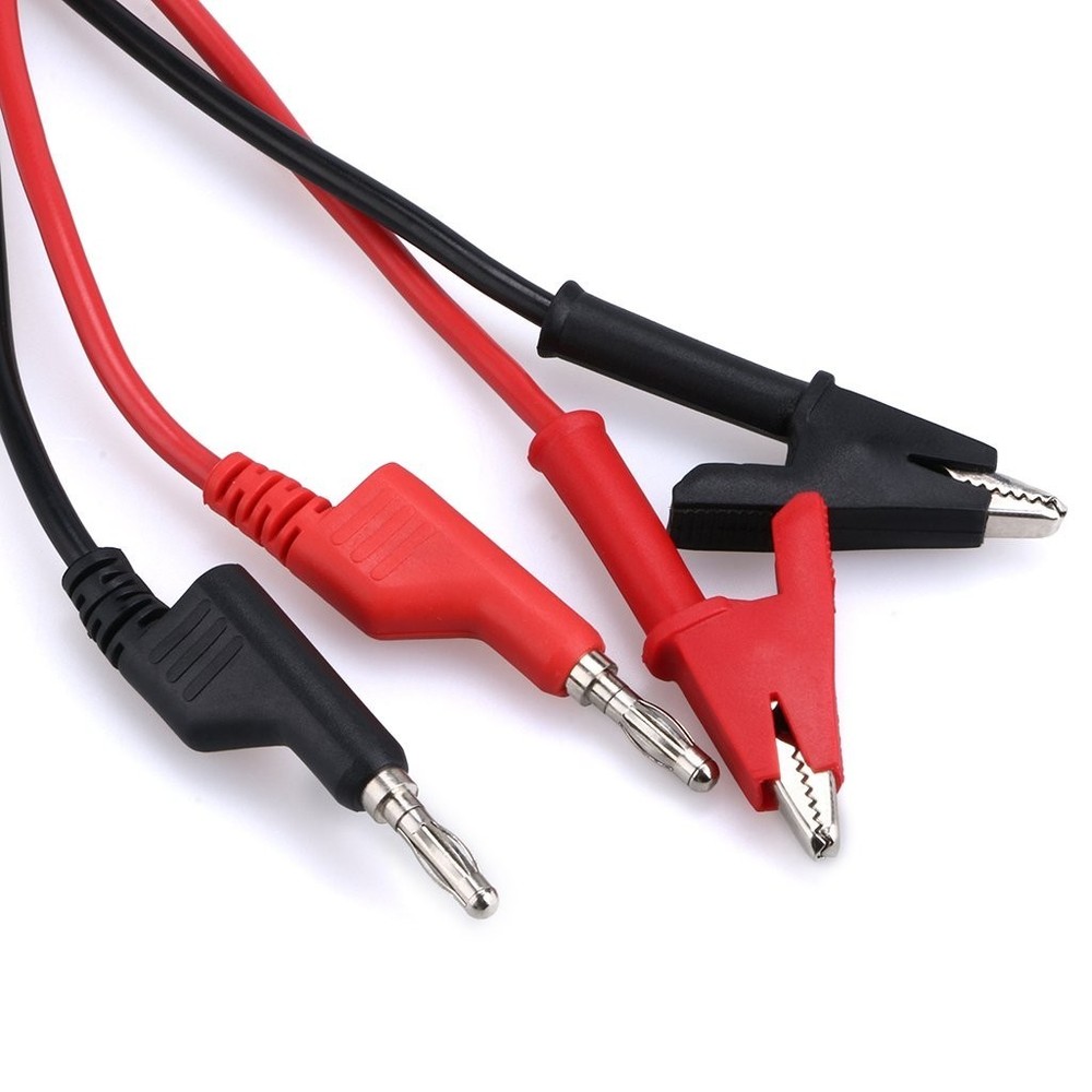 Stackable Banana Plug to Alligator Clip Probe Cable 1M for Electrical Testing
