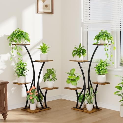 Plant Stand with Grow Lights - 2 Pack Metal Plant stand Indoor for Small