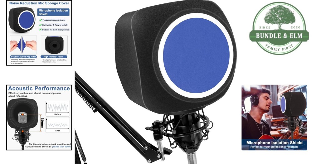 Professional Microphone Isolation Shield with Dual Pop Filter - Noise Reduction