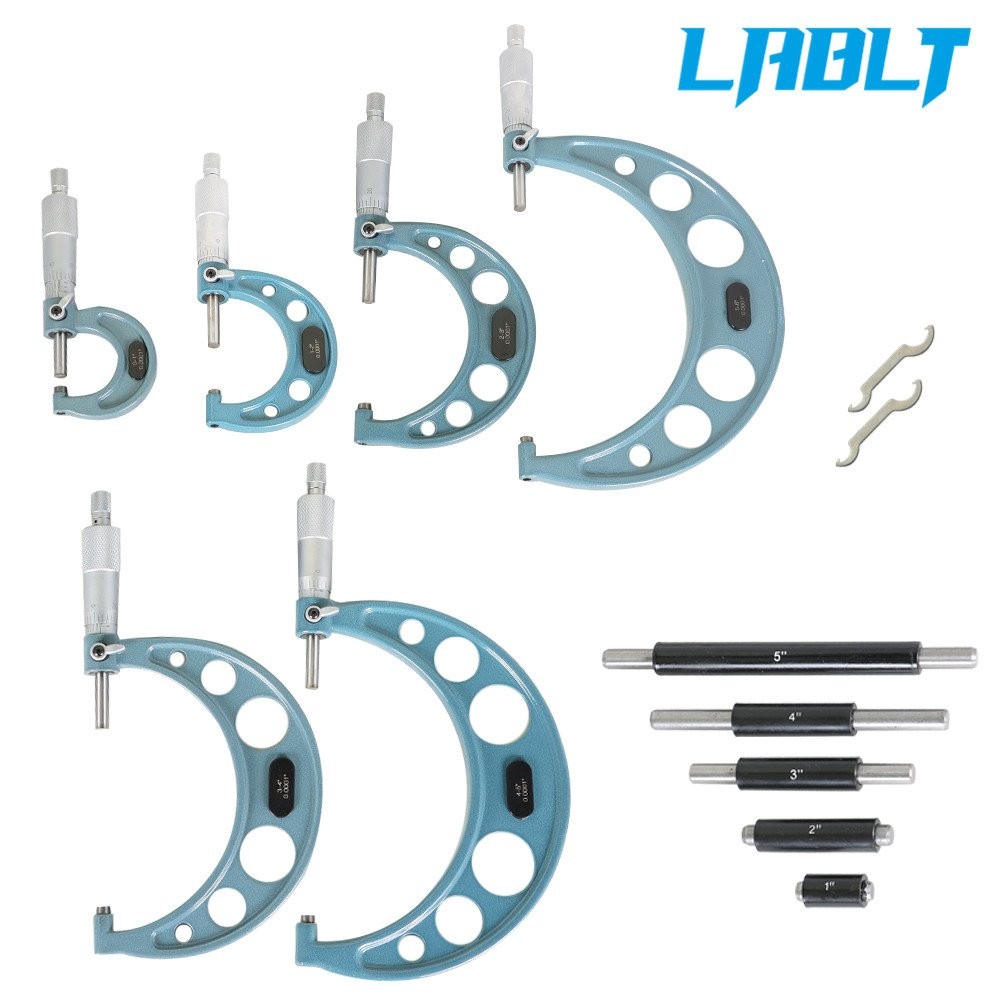 LABLT Precision Outside Micrometer Set 0-6" 0.0001" Carbide Standards 6Pcs Set