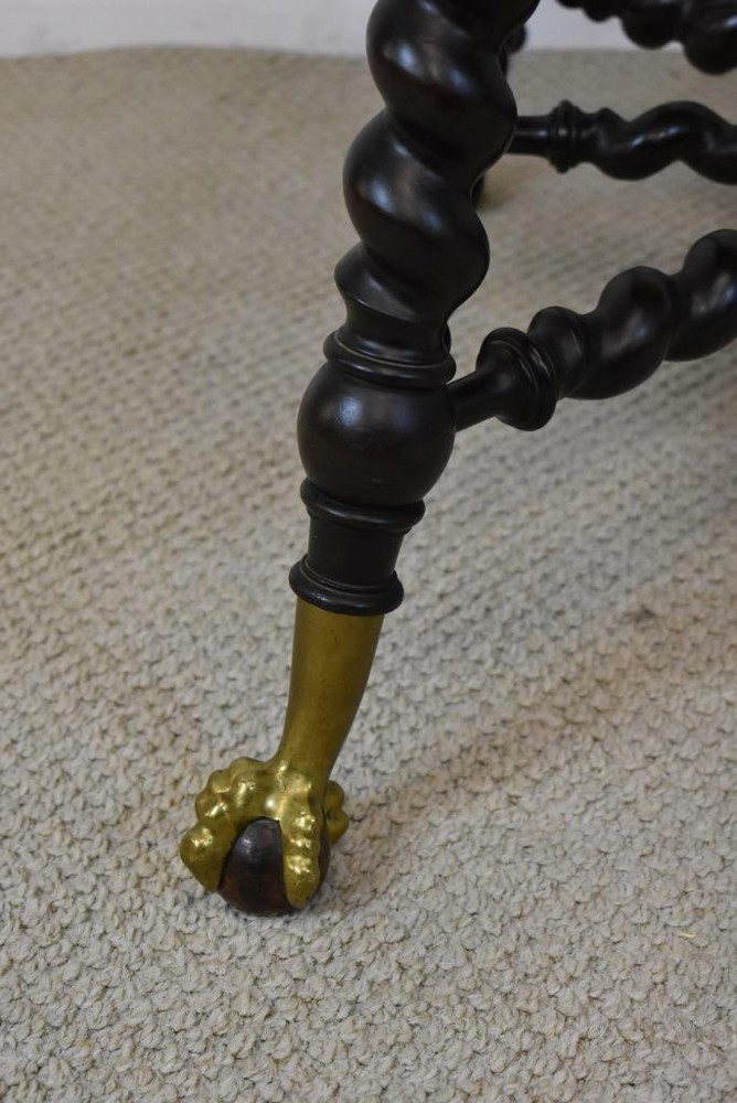 Antique Solid Mahogany Library Table Rope Turned Legs Lion Head Details