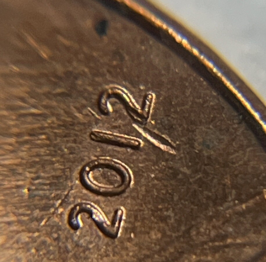 2012 Penny Error Die Crack Between 1 & 2