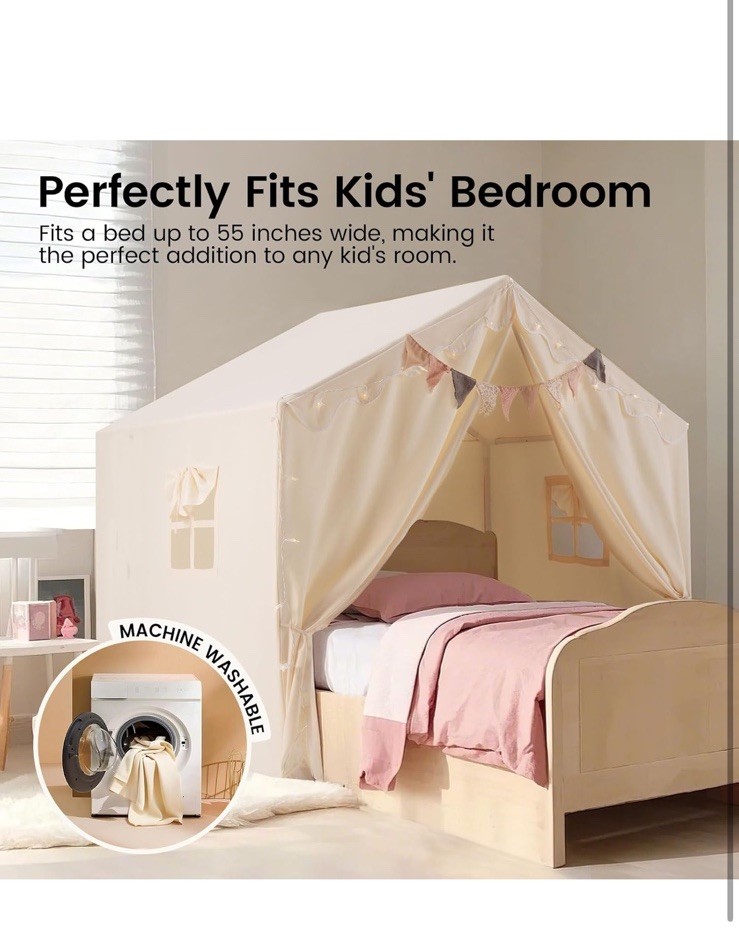 Tiny Land Kids Tent with Mat and Star Lights, Indoor Playhouse for Toddlers