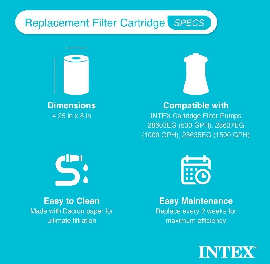 Intex Replacement Pool Filter Cartridge – (3-Pack)
