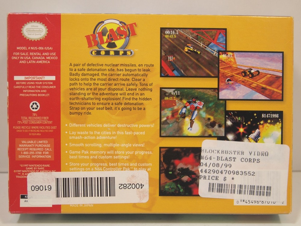 Blast Corps (Nintendo 64 | N64) Authentic BOX ONLY