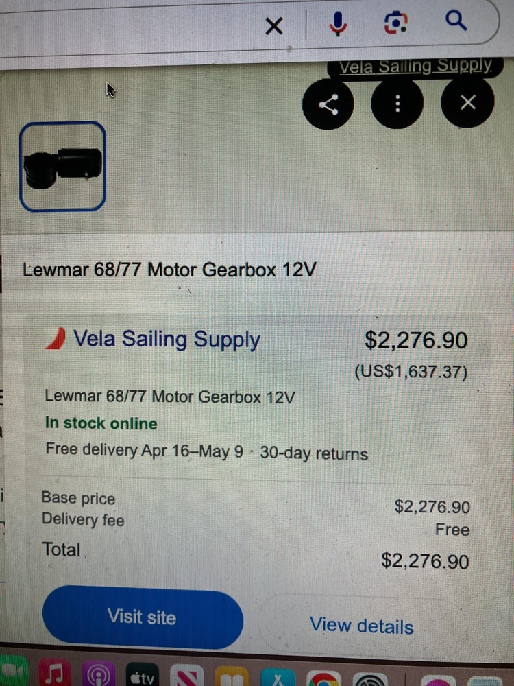12 volt electric Lewmar winch Gearmotor