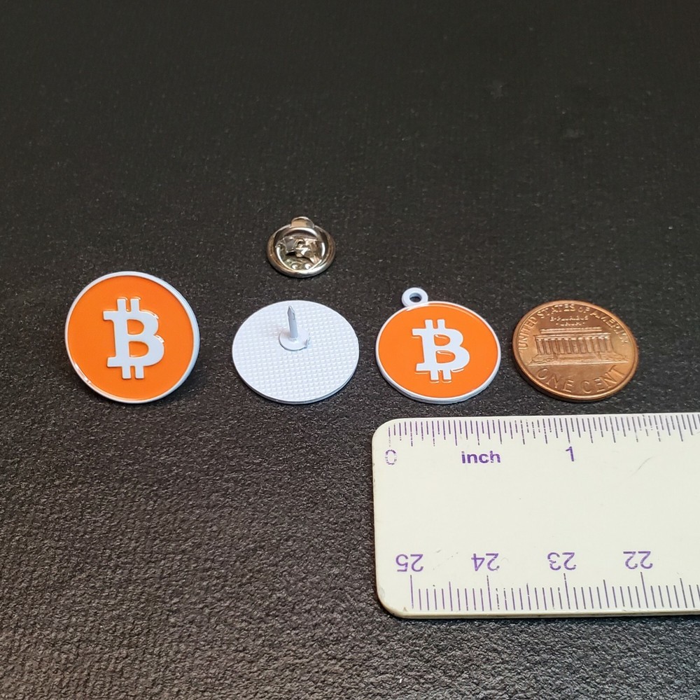 Bitcoin BTC Two (2) Garment Pins And One (1) Charm