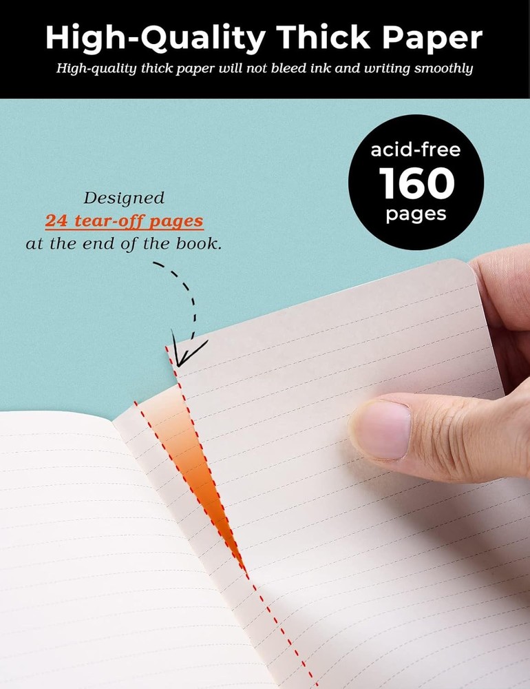 AISBUGUR Pocket Notebook Small Notebook 2-Pack, 3.5" x 5.5" Pocket Notebooks Har