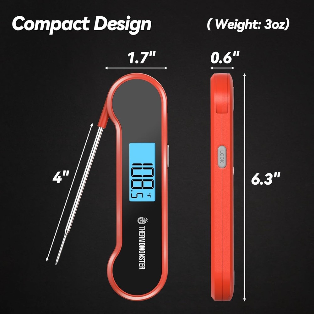 Digital Meat Thermometer - Instant Read, ±0.5℉ Precision, Red Cooking Tool