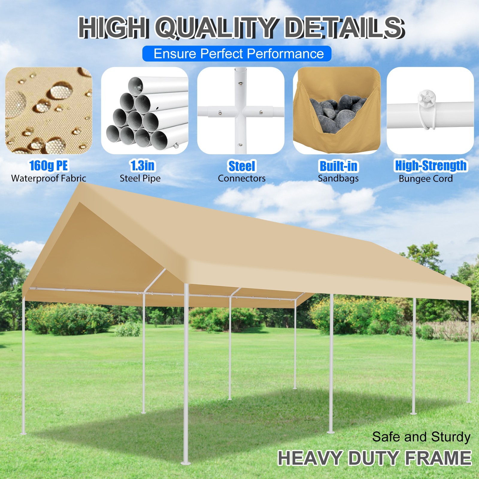 12x20 Carport Canopy Shelter Garage Heavy Duty Outdoor Tent