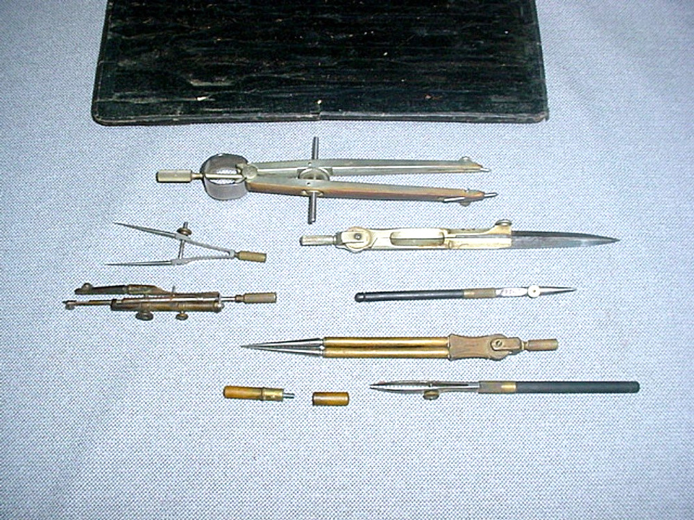 Vintage Antique Drafting Set 7 pcs Original Box