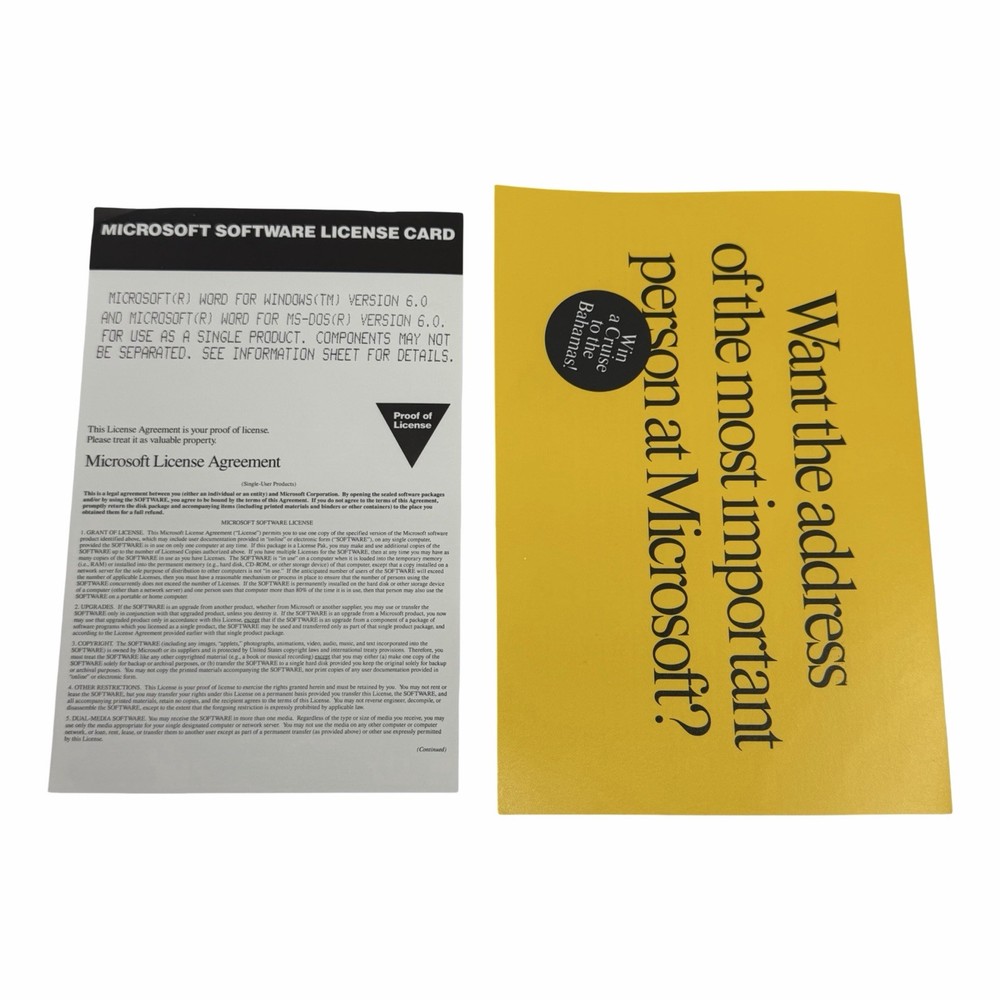 Microsoft Word Version 6.0 Special Upgrade Edition for Windows 3.5” High Density