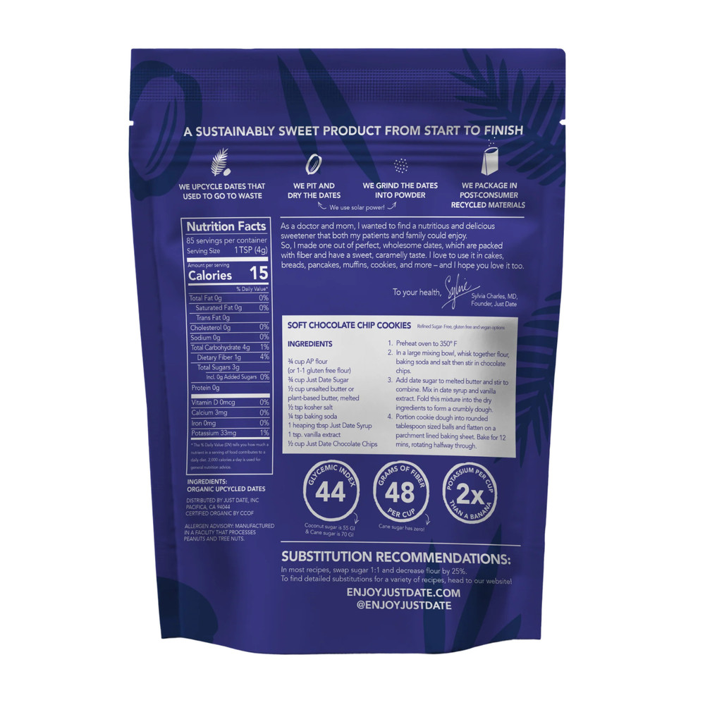Just Date Organic Sugar Substitute Made From Dates 12 oz
