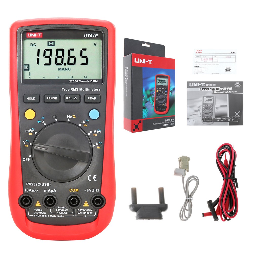 UT61E True RMS Digital Multimeter PC Connect AC/DC Voltage Peak Hold Data Log