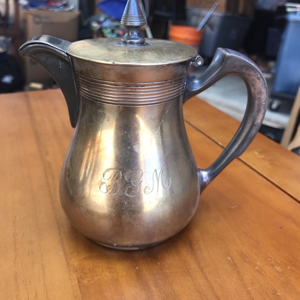 Reed & Barton Silverplate?? Two Tone Pitcher Monogram "BGM" 6"