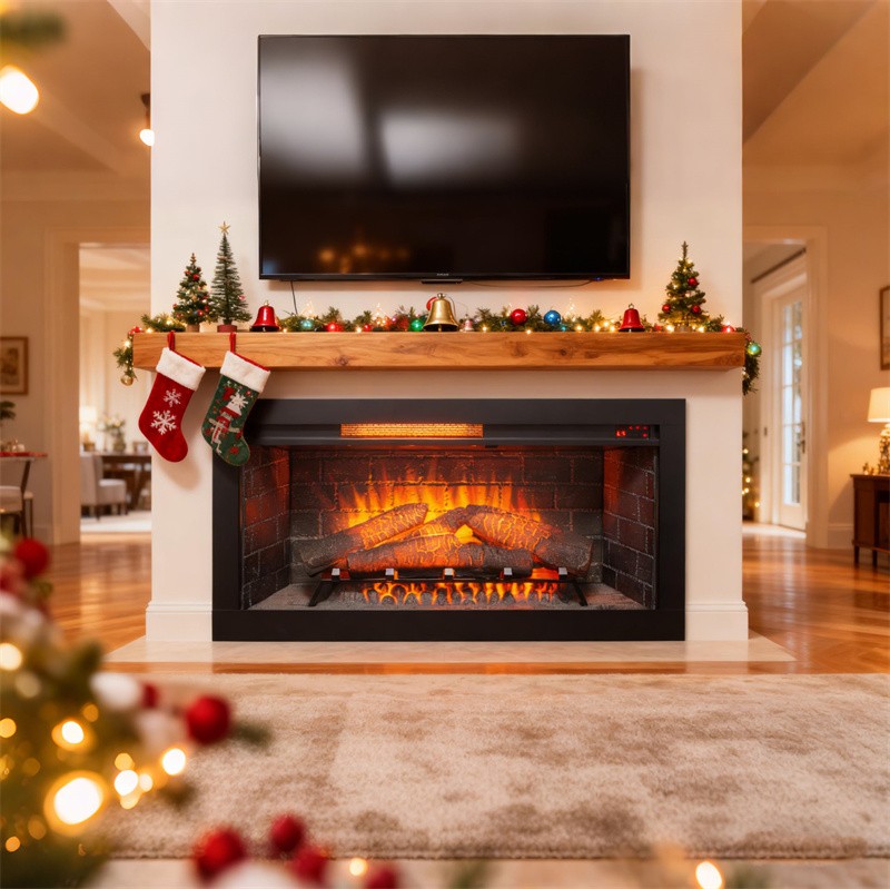 36 in Infrared Insert Electric Fireplace with Removable Trim Kit & Touch Panel