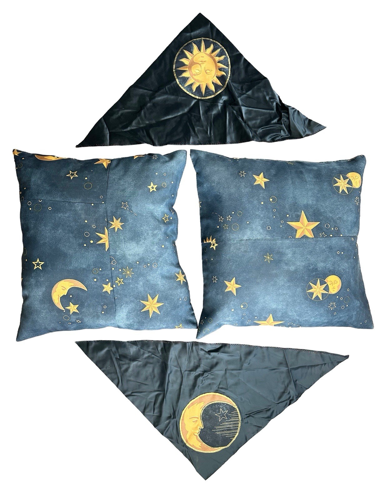 Vintage 90s Celestial Throw Pillow Sun Moon Stars Whimsigoth Set & Flags