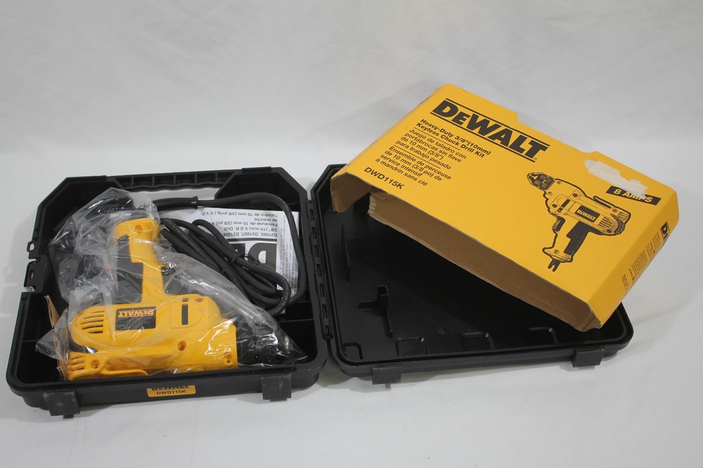 DEWALT Drill, 8.0-Amp, 3/8-Inch, Variable Speed Trigger, Mid-Handle Grip DWD115K