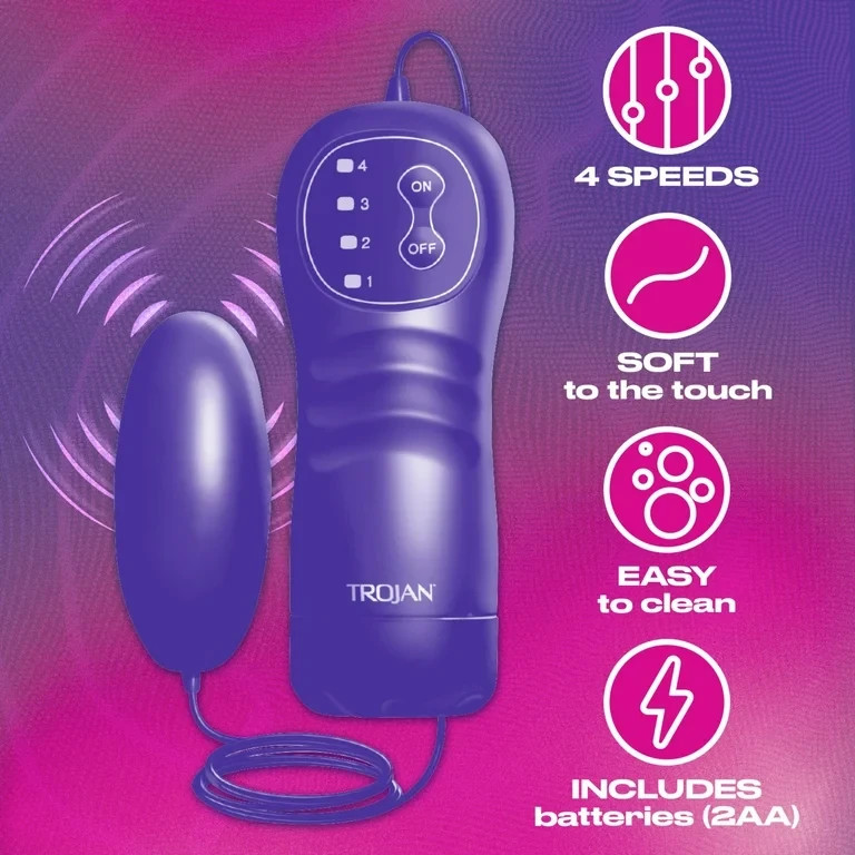 Trojan Vibrations Massager Vibrating Bullet Remote Control 4 Variable Speeds