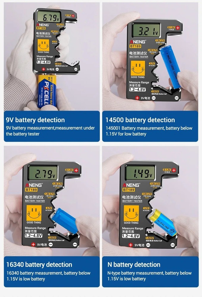 Universal LCD Battery Tester 9V N D C AA AAA Button Cell Detector DIY Gift