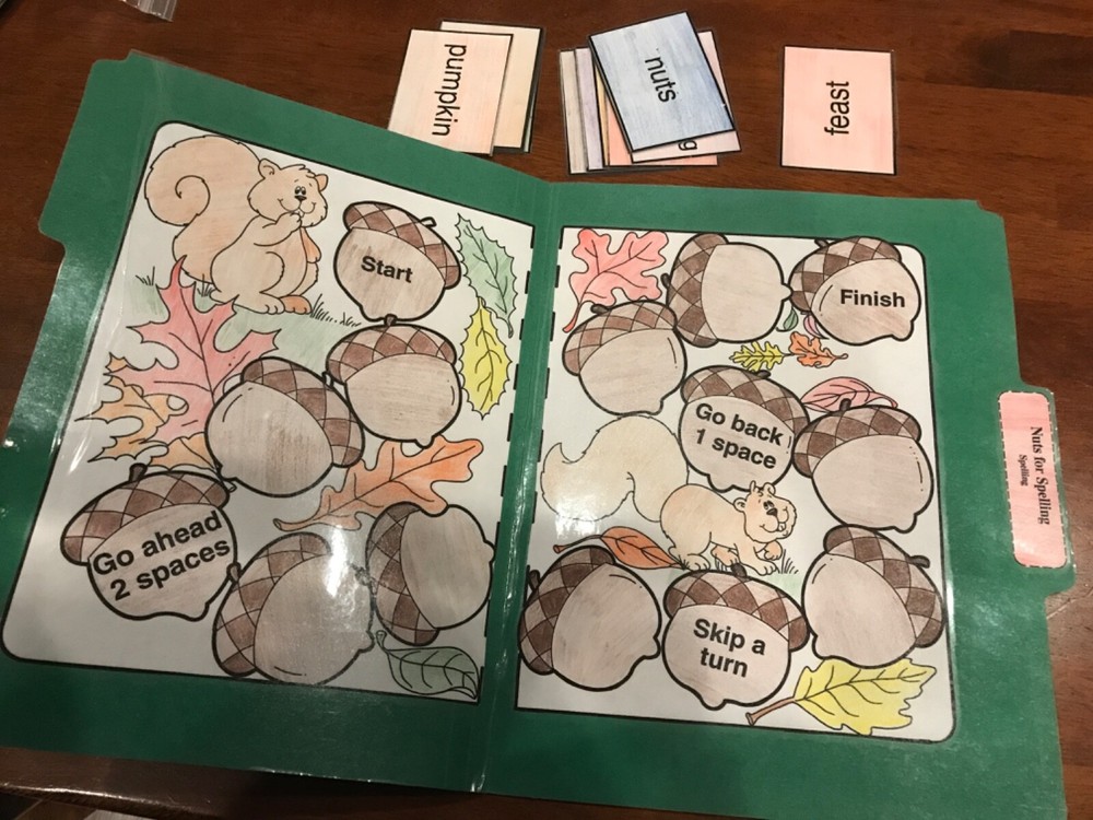 Nuts Afro Spelling! 2nd grade language arts file folder game
