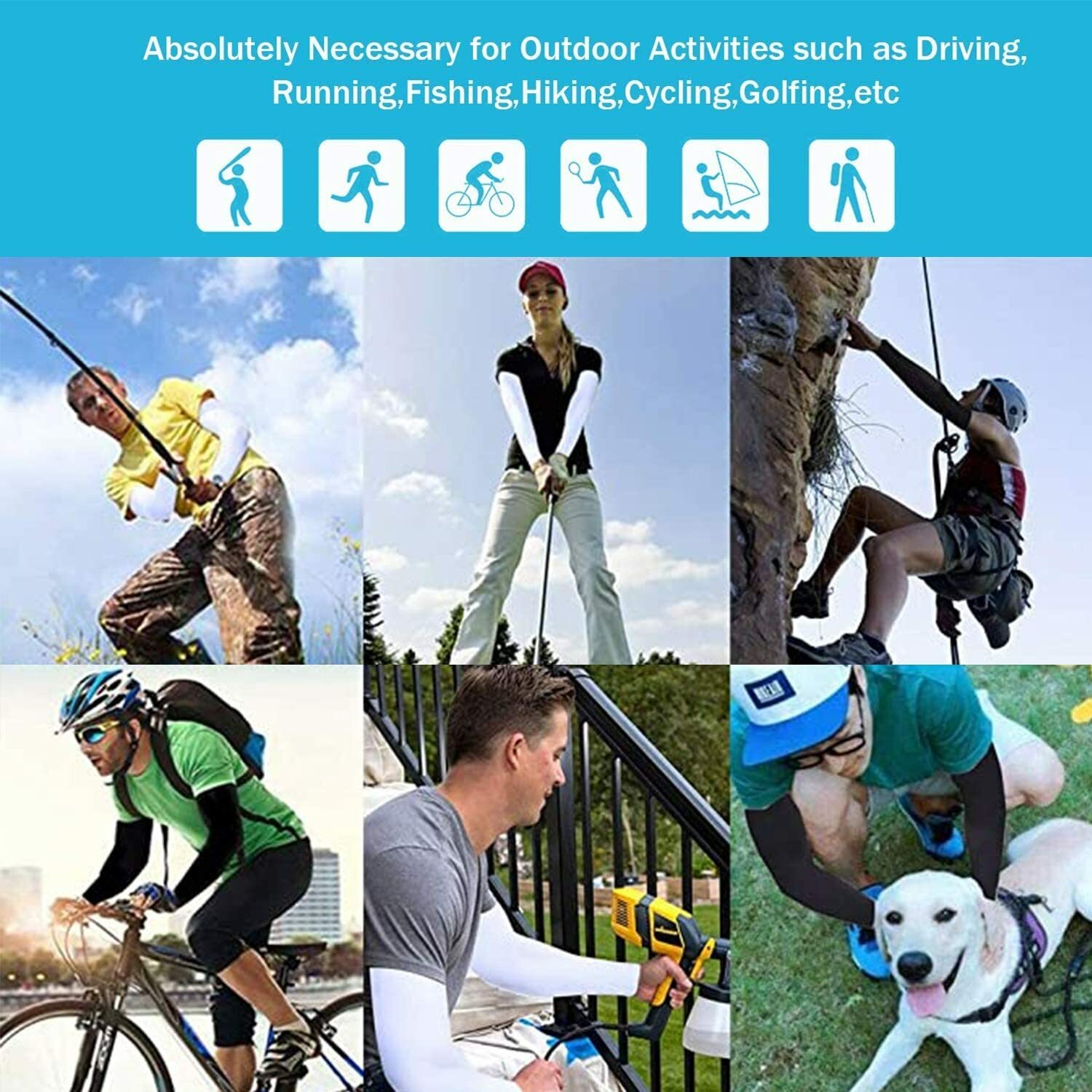 Arm Sleeves for Men Women UPF 50+UV & Sun Protection Cooling Compression Sleeves