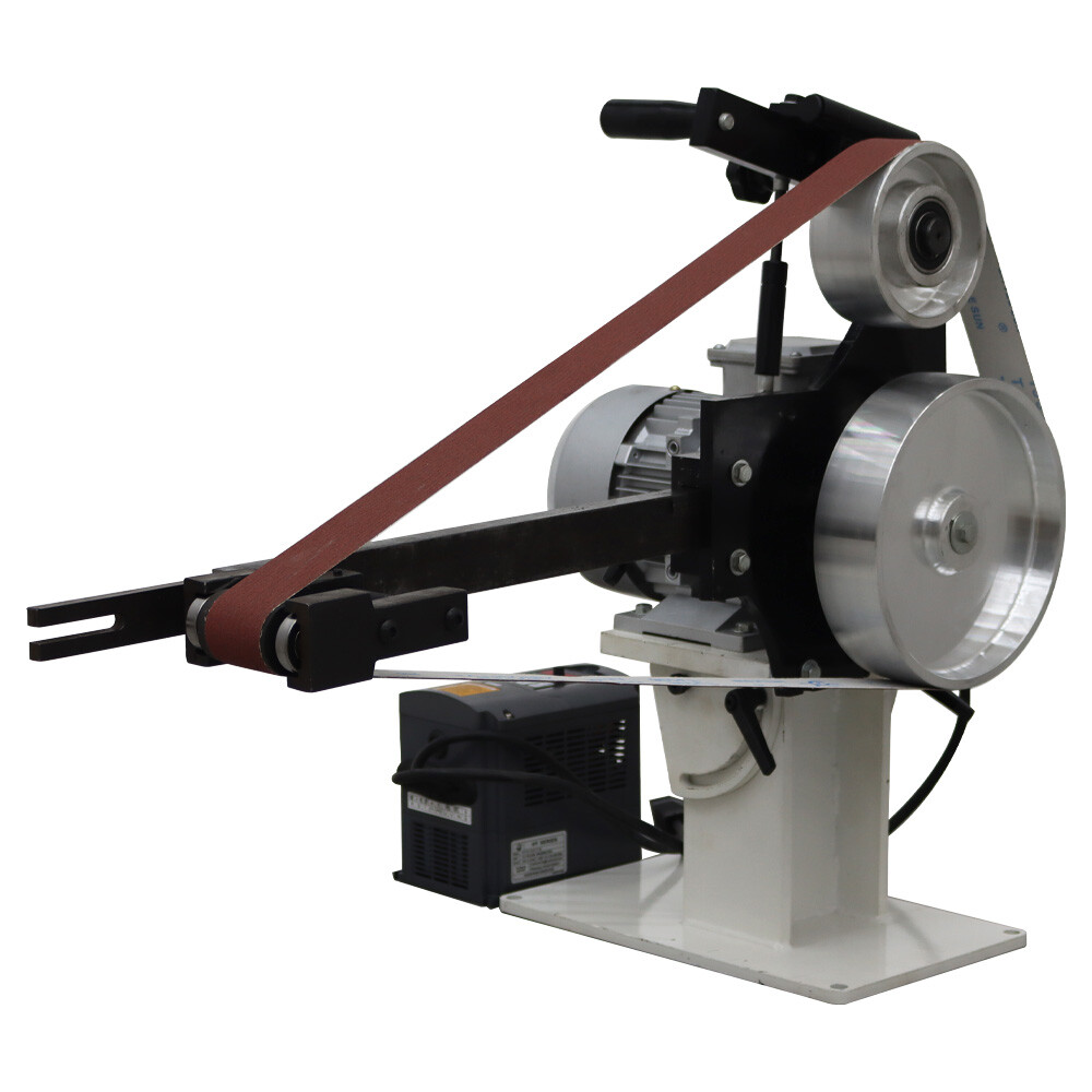 Vertical & Horizontal Frequency Conversion Belt Sander Grinder 3 Grinding Wheels