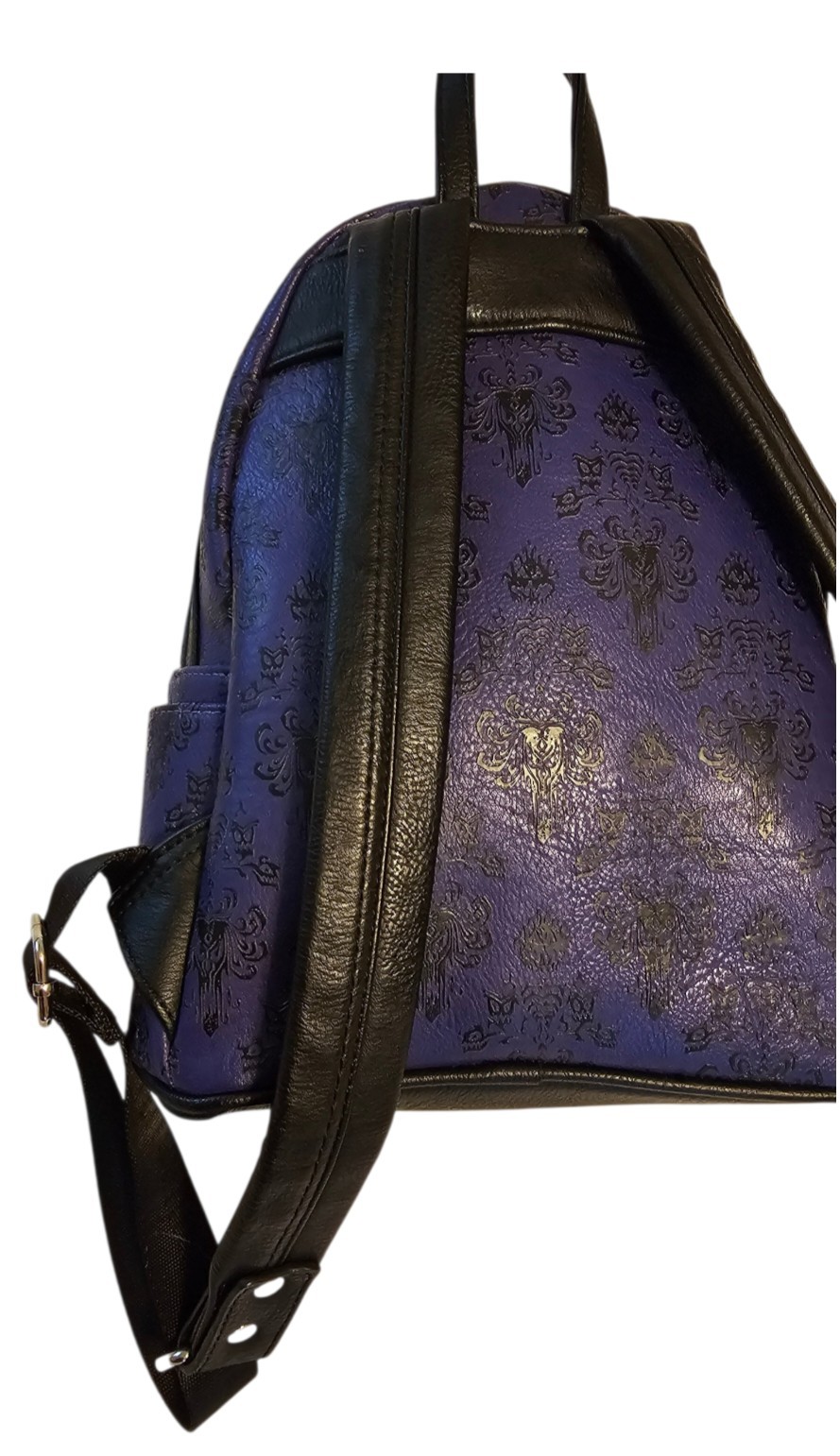Loungefly Disney Parks Haunted Mansion Purple Wallpaper Mini Backpack ❤️ Logo