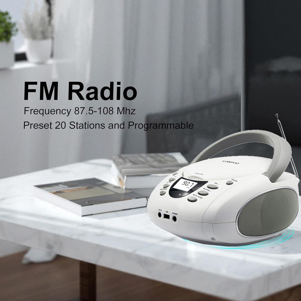 Multi-Function Portable Boombox with CD, USB, FM Radio & Bluetooth Connectivity