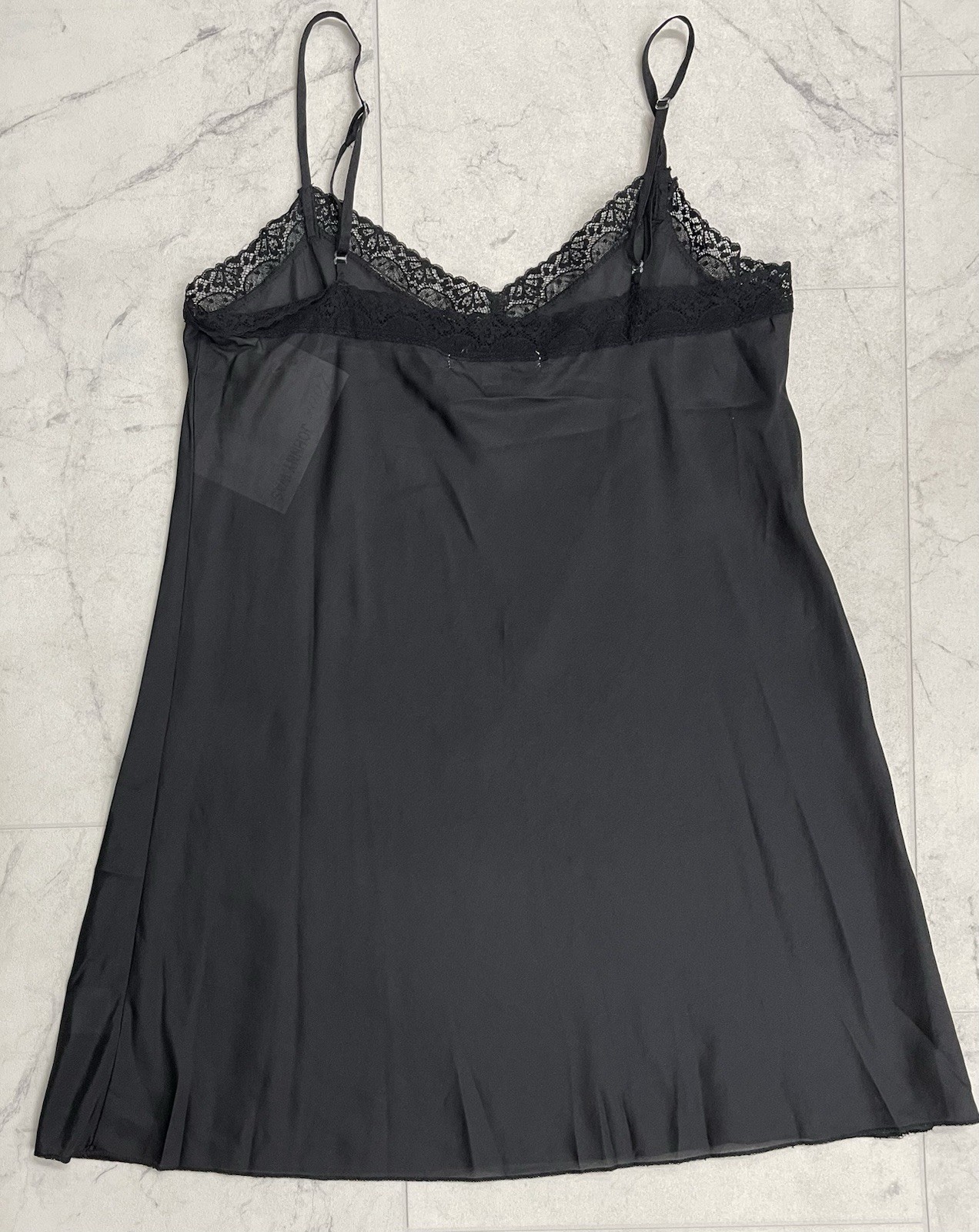 New Johnny Was Silk Lace Trim Tank Slip In Black Size: Small