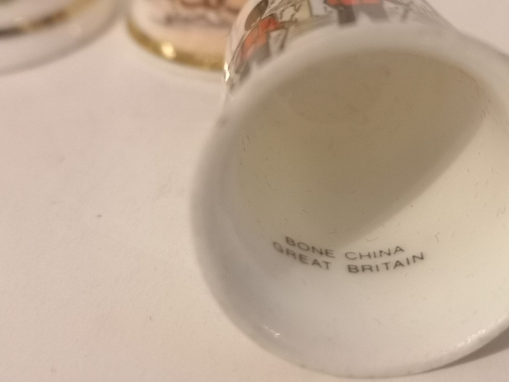 Bone China Thimble Royal Guard Etc X3