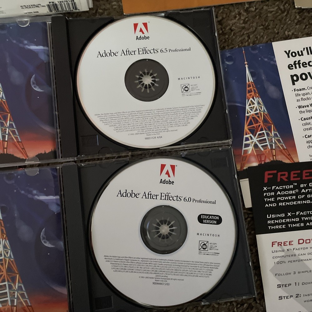 Adobe After Effects 6.5 & 6.0 Professional Software Apple Macintosh & More