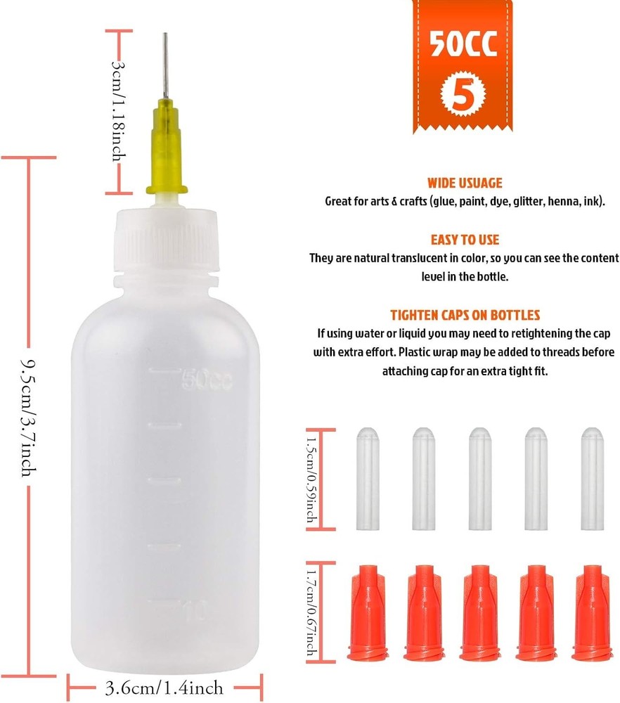 Reusable 50cc Glue Squeeze Bottles - Perfect for Precise Crafting Needs