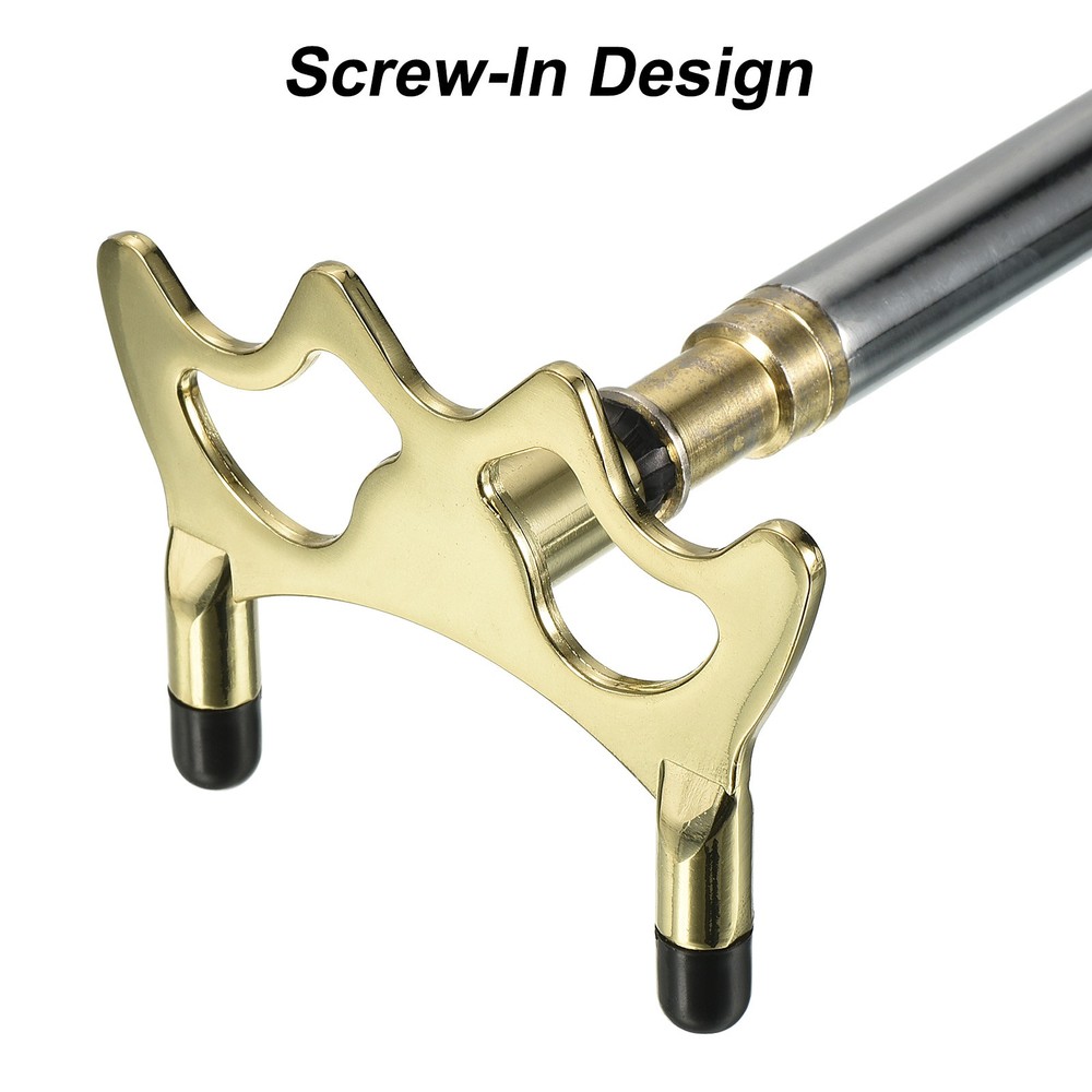 Billiards bridge head, 2 pcs low fork with rubber sheath, gold tone
