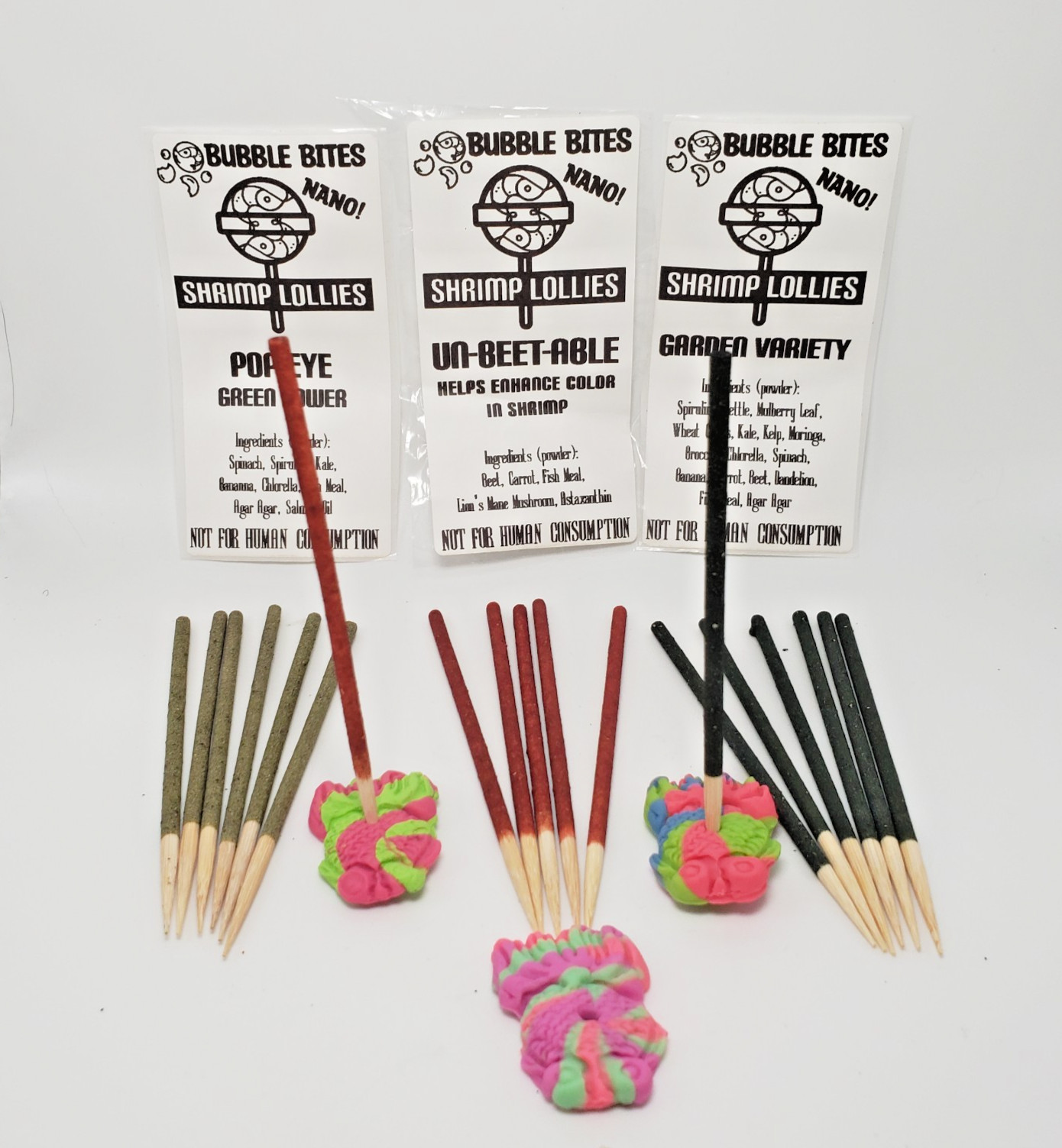 Shrimp Lollies Nano 60 CT Variety Pack (20/20/20) & 3 Holders