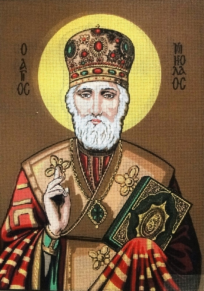 "Icon St Nikolas" Printed Canvas or Threads Kit  for Needlepoint D1803