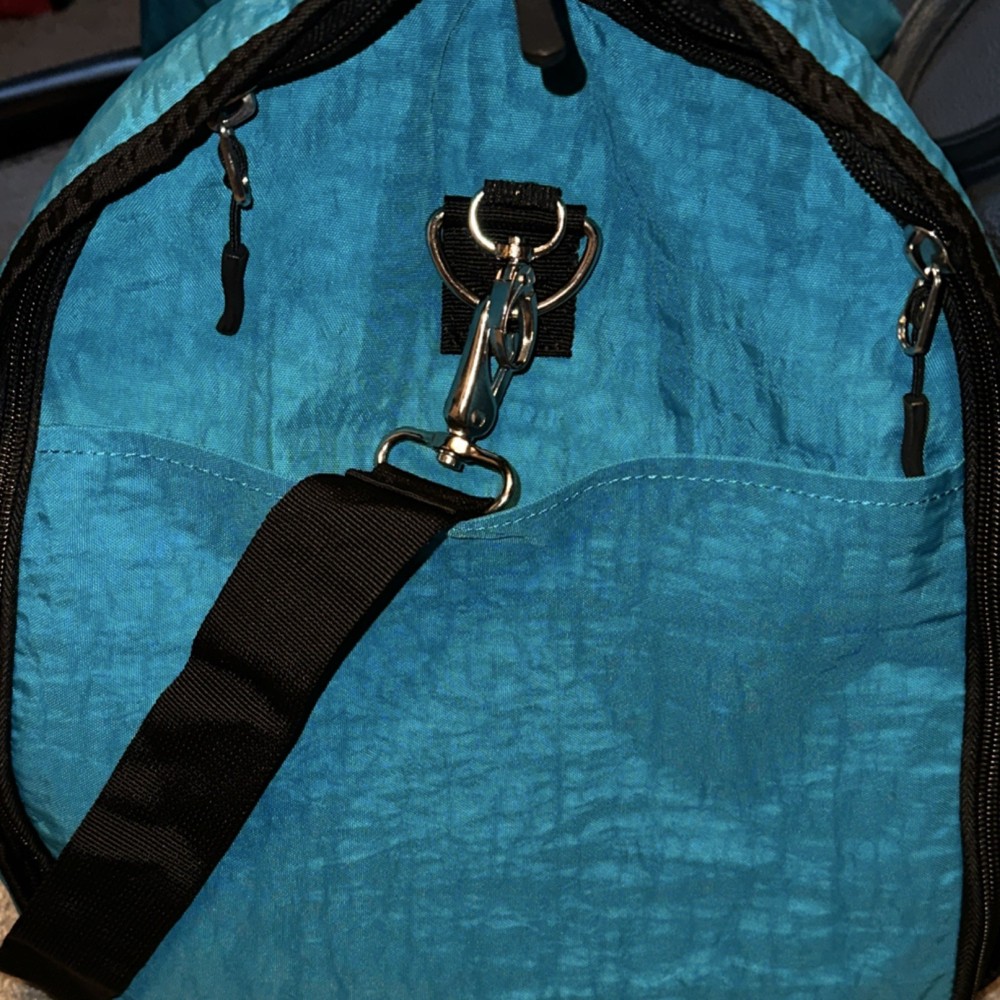 Biaggi 22" Nylon Duffle Bag Solid Blue/Black, Adjustable Shoulder Strap