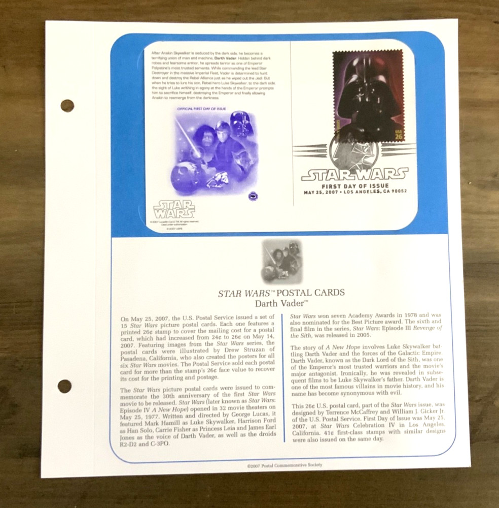 Star Wars- 2007 First Day Issue Post Cards -16 cards