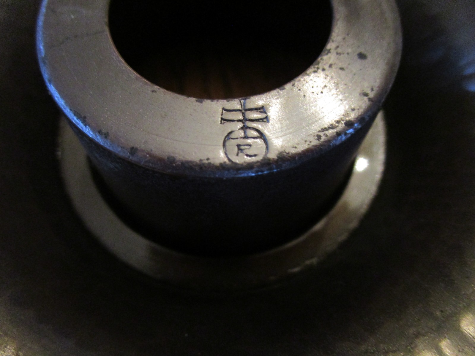 Vtg Inkwell ROYCROFT Signed Ink Well w Lid Arts Crafts Mission Hammered Copper