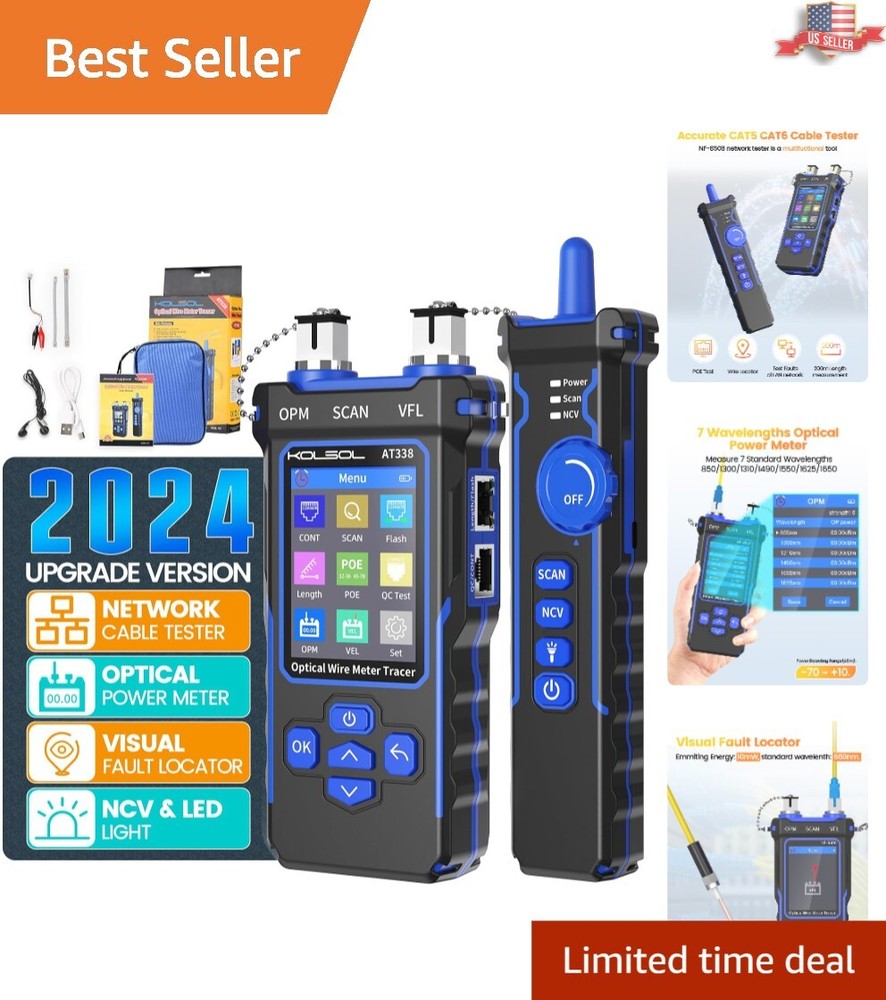 Multi-Function Blue Ethernet Tester - Visual Fault Locator & Non-Contact Voltage