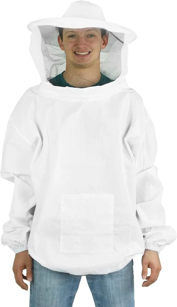 Professional White Large Beekeeping Suit, Jacket, Pull Over, Smock with Veil,