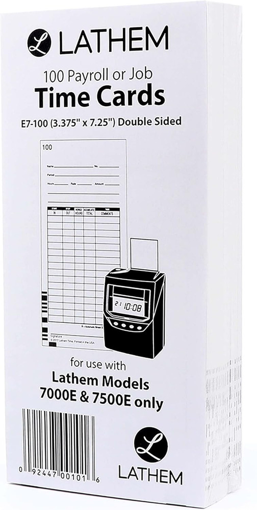 Universal Time Clock Cards, 2-Sided Bi-Weekly Format, 100 Pack Numbered, White T