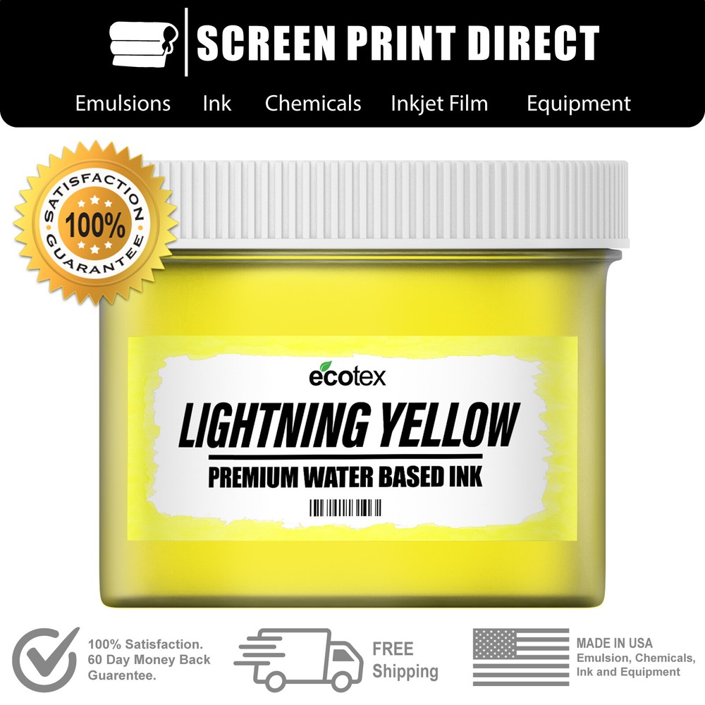 Ecotex® Lightning Yellow - Flo Water Based Ink for Screen Printing - All Sizes